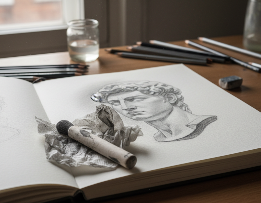 Comparing Blending Stumps and Tissue for Pencil Shading Results