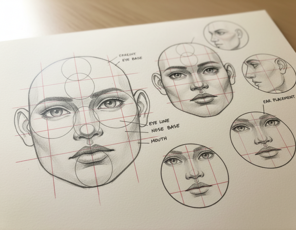 Facial Feature Placement Techniques for Balanced Character Construction